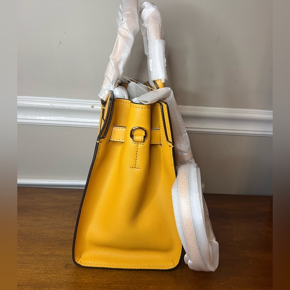 Michael Kors Hamilton Medium Top Zip Colorful Golden Rod Leather Satchel NWT - Picture 5 of 12